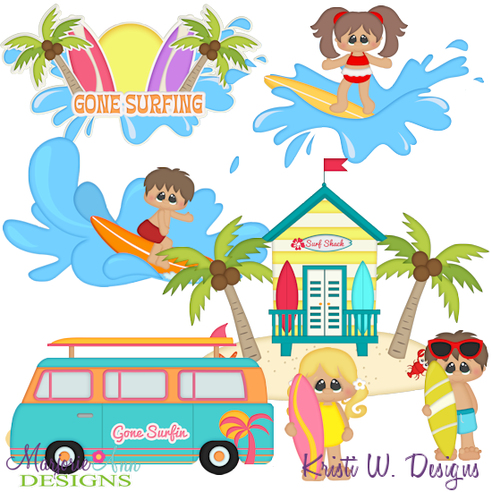 Gone Surfing SVG Cutting Files + Clipart - Click Image to Close